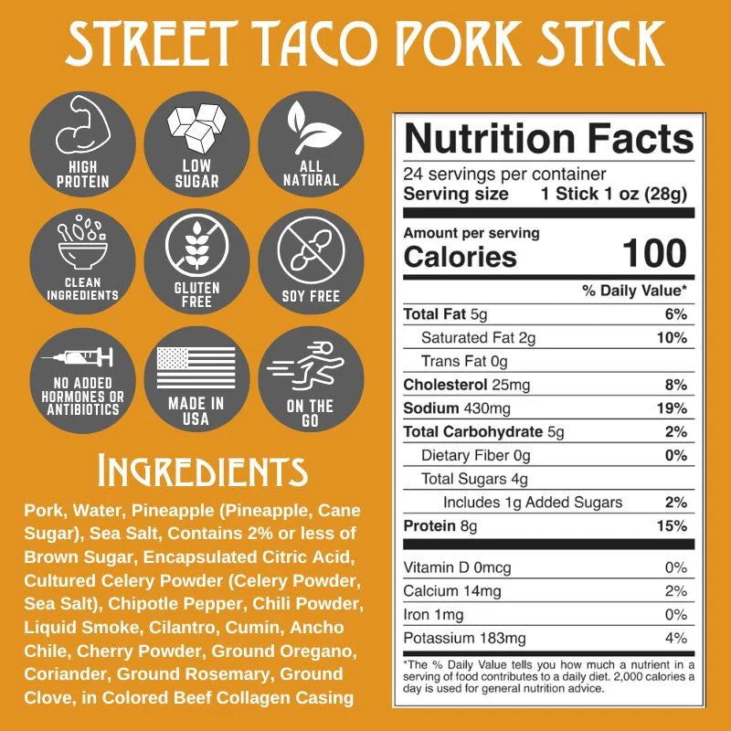 Righteous Felon Street Taco Pork Stick 1oz - Dusty's Country Store