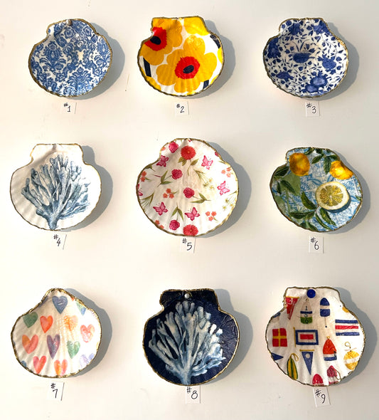Decoupaged Scallop and Clamshell Trinket Dishes